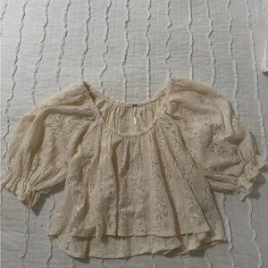 Free People Cream Lace Blouse